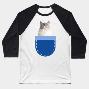 Cat in Pocket (Ragdoll Cat) Baseball T-Shirt